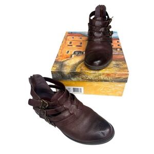 Bella Vita Womens Sz 9 WW Brown Leather Zip Buckle Ankle Fashion Boots‎ Bootie
